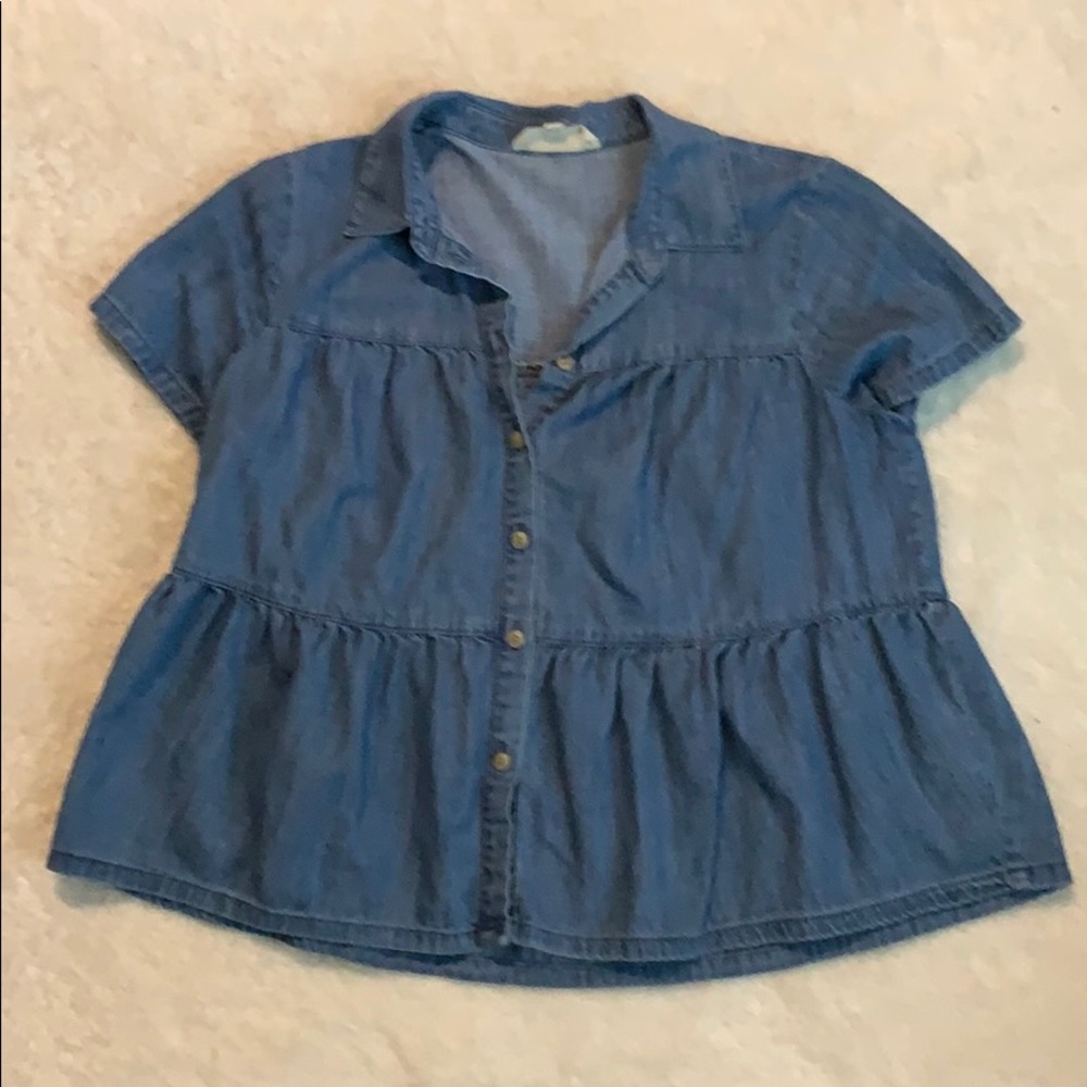 Madewell Chambray Blouse Size Small Blue